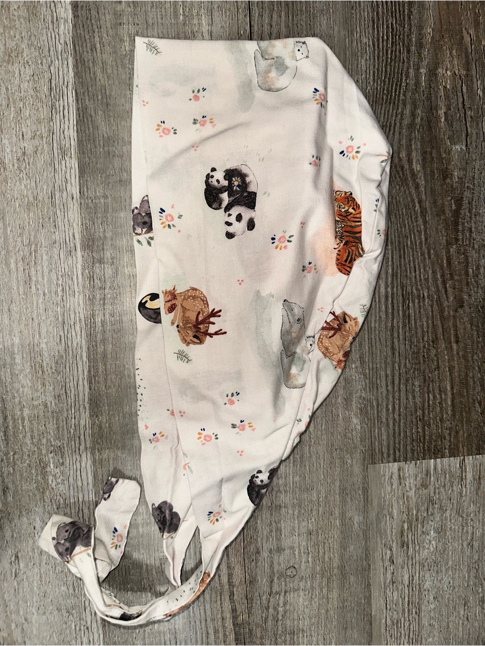 Animal print tie-back surgical cap